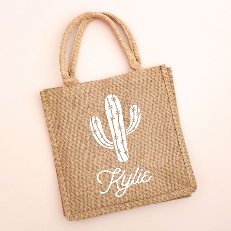 Cactus Personalized Burlap Bags