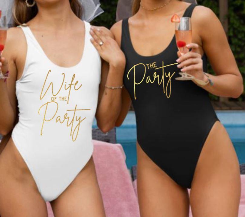 Gold Wife of the party bachelorette swimsuit