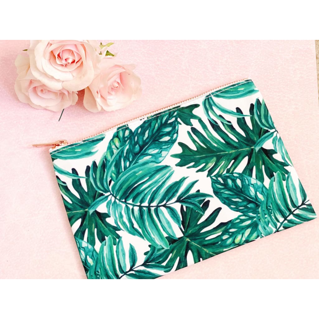 Palm Leaf Makeup Bag | Personalized