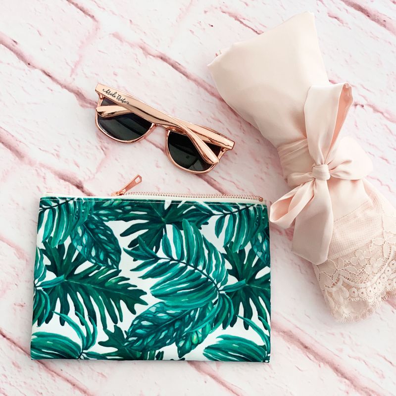 Tropical Palm Leaf Makeup Bag Personalized