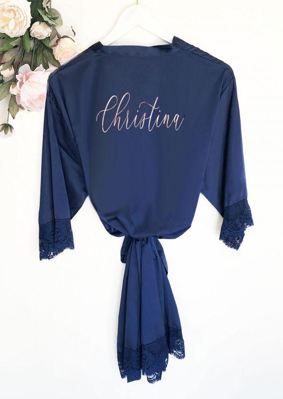 Personalized Satin Lace Robes - robe Bridal Robes |