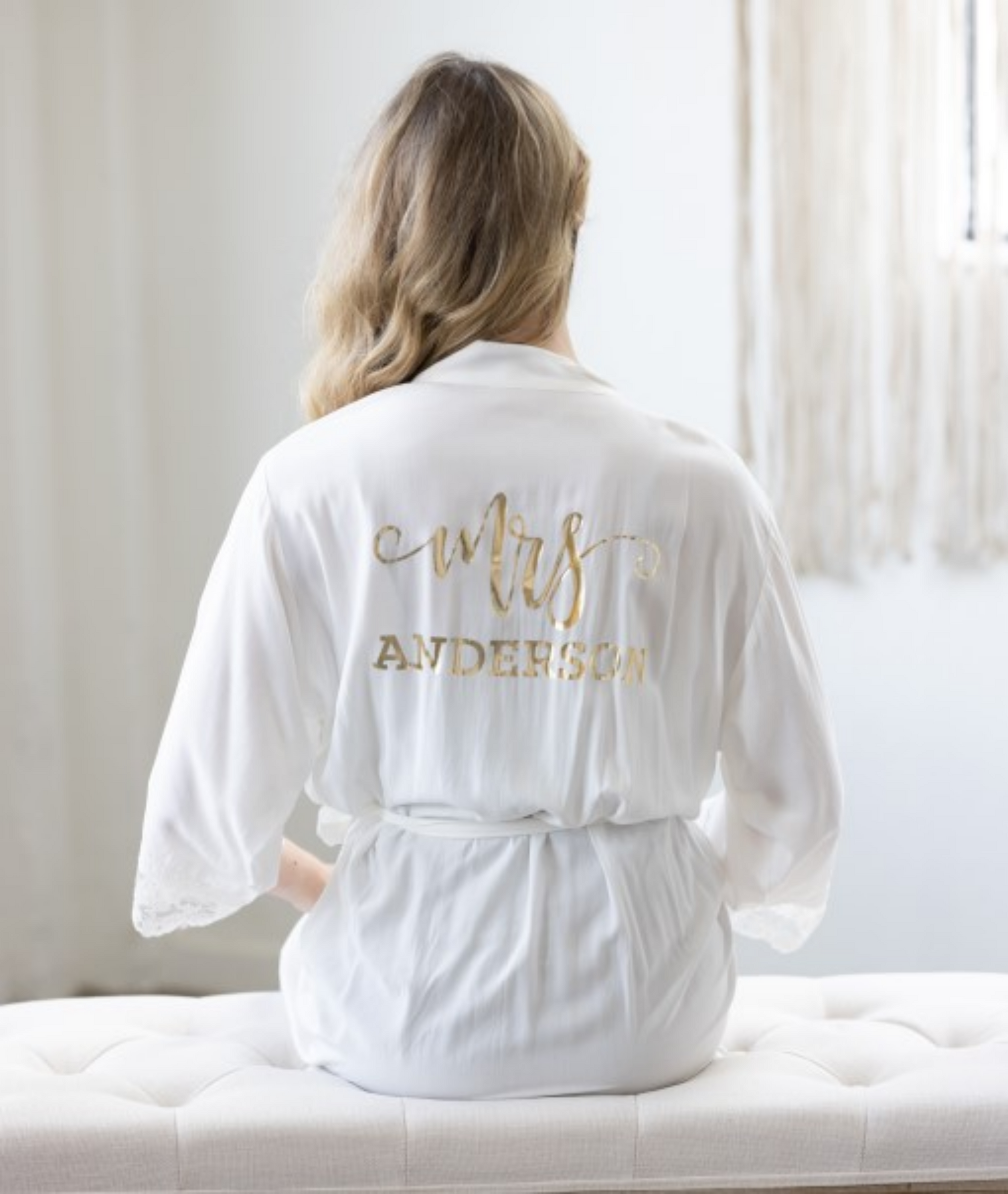 Mrs Personalized cotton robe - robe Bride Personalized