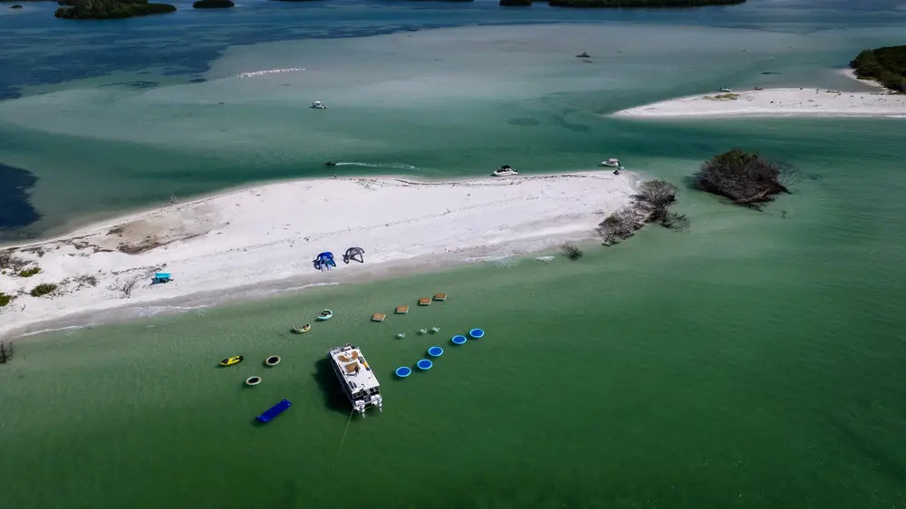 St Pete Coastal Cruises boat anchored at Gulf sandbar