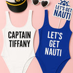 Nautical bachelorette party swimsuit 