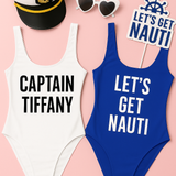 Nautical bachelorette party swimsuit 