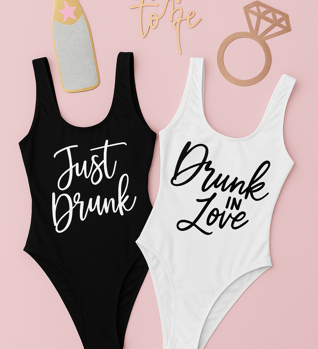 Drunk in love bachelorette party swimsuit