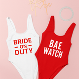 Bride on duty bachelroette party swimsuit
