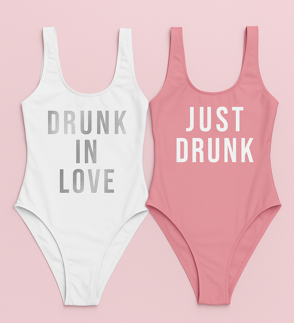 Drunk in love bachelorette party swimsuit