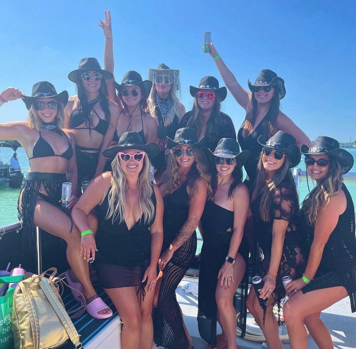St Pete bachelorette party group on sandbar boat charter