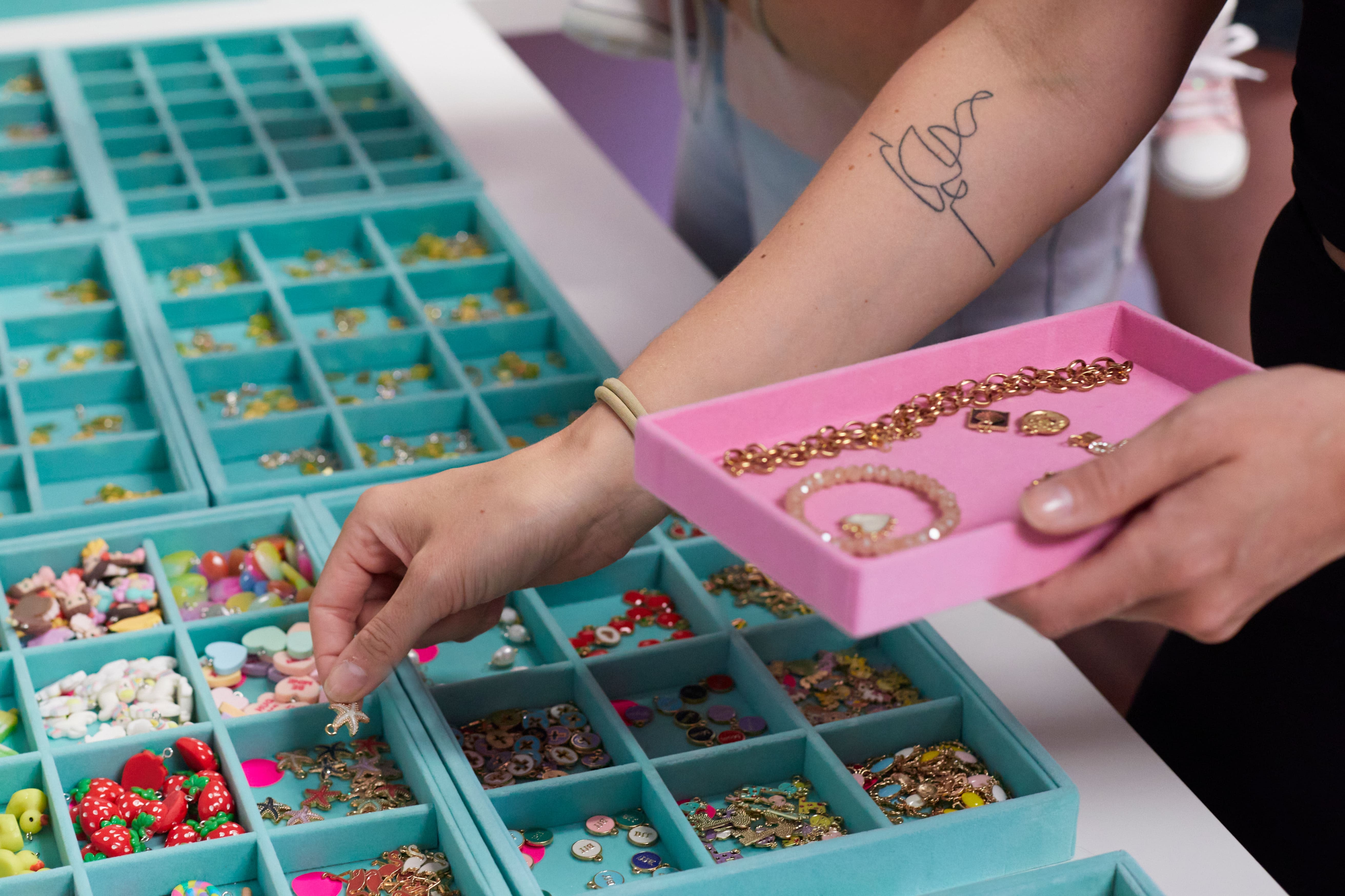 Charm bar selection at Get Charmed Co in South Tampa
