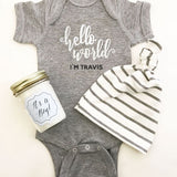 Personalized Baby Bodysuit- Hello World
