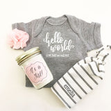 Personalized Baby Bodysuit- Hello World
