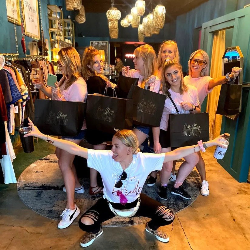 bachelorette group shopping during pedalpuab st pete tour