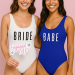 bride and babe royal blue bachelorette swimsuit