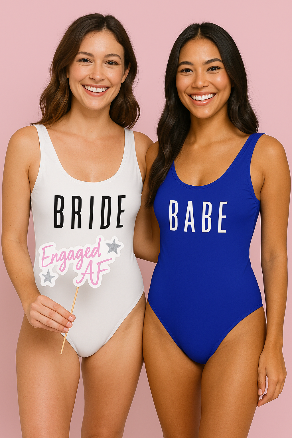 bride and babe royal blue bachelorette swimsuit