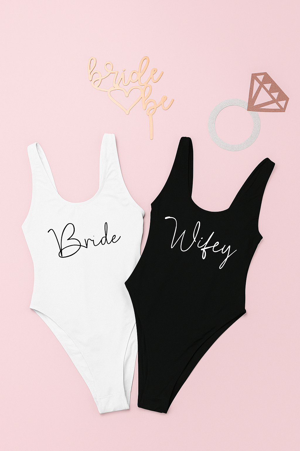 bride and wifey bachelorette party swimsuit