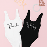 bride and wifey bachelorette party swimsuit