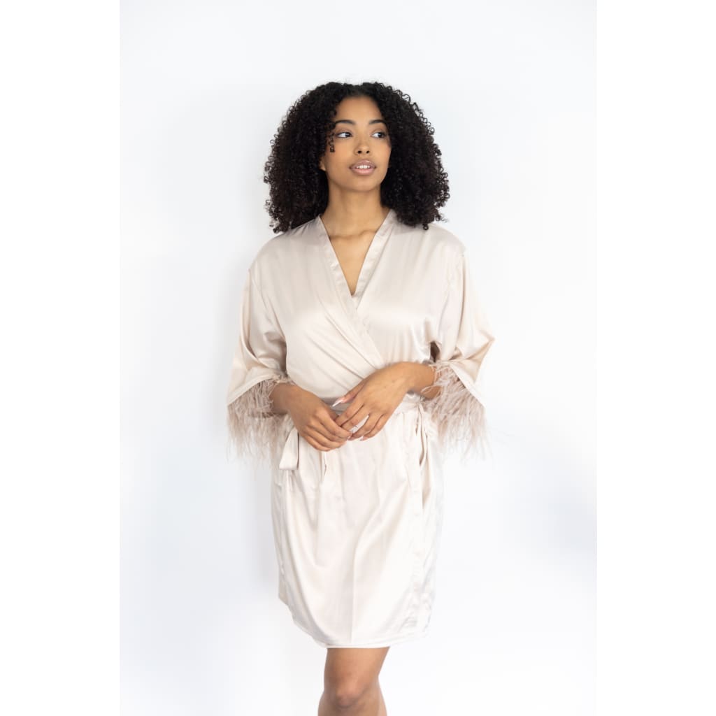 Feather Robe Dusty Pink