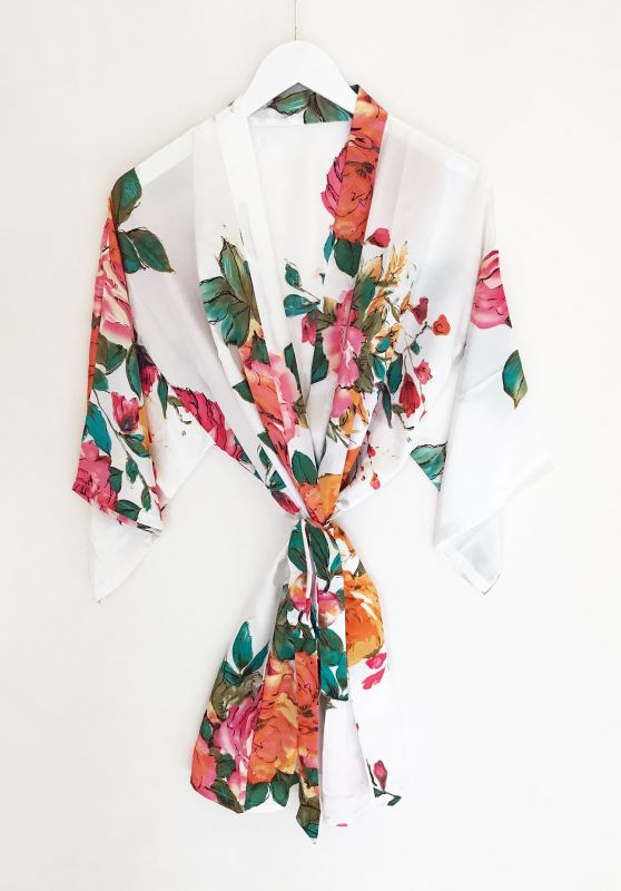 Aqua Blue Floral Bridesmaid Robes