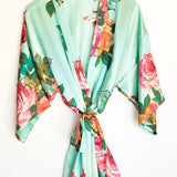 Aqua Blue Floral Bridesmaid Robes
