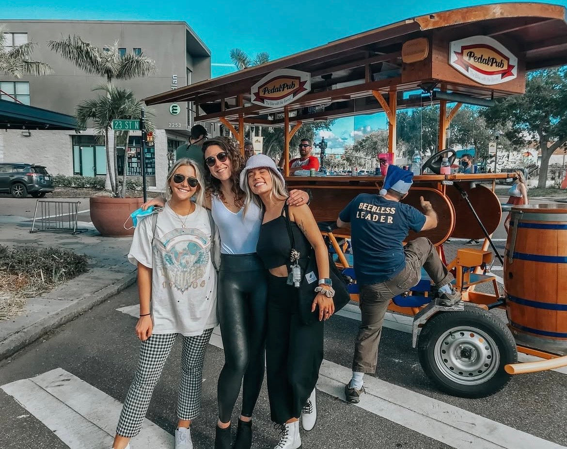 pedal pub st pete group of 3 friends bachelorette