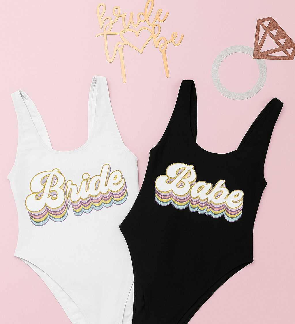 retro black bride and babe swimsuit