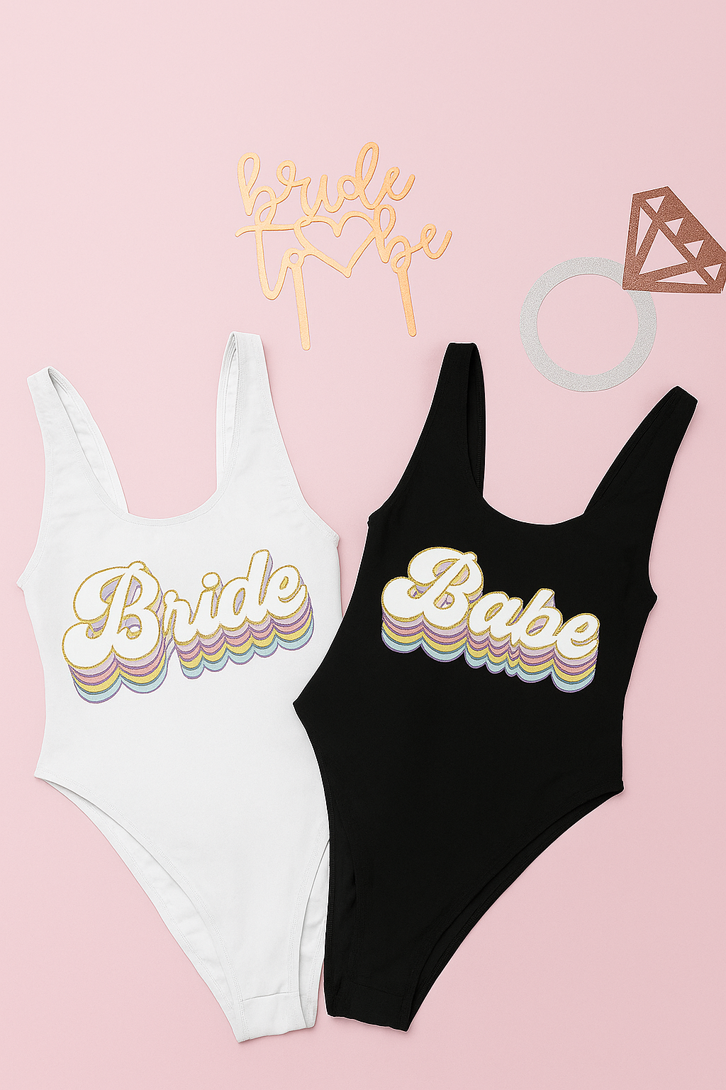 retro black bride and babe swimsuit