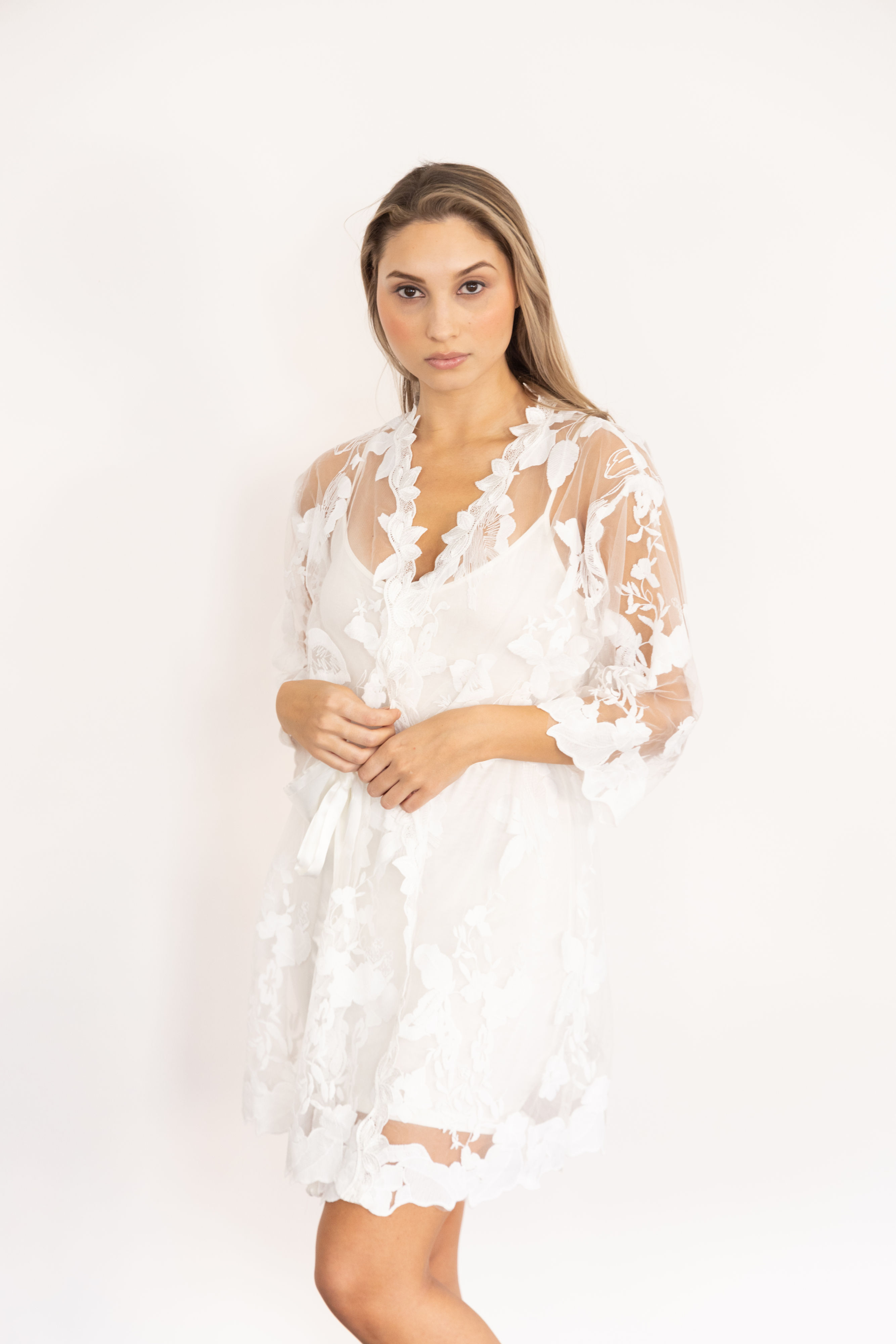 Floral Lace bridal robe - robe Lace Bridal Robe-Bach Bride