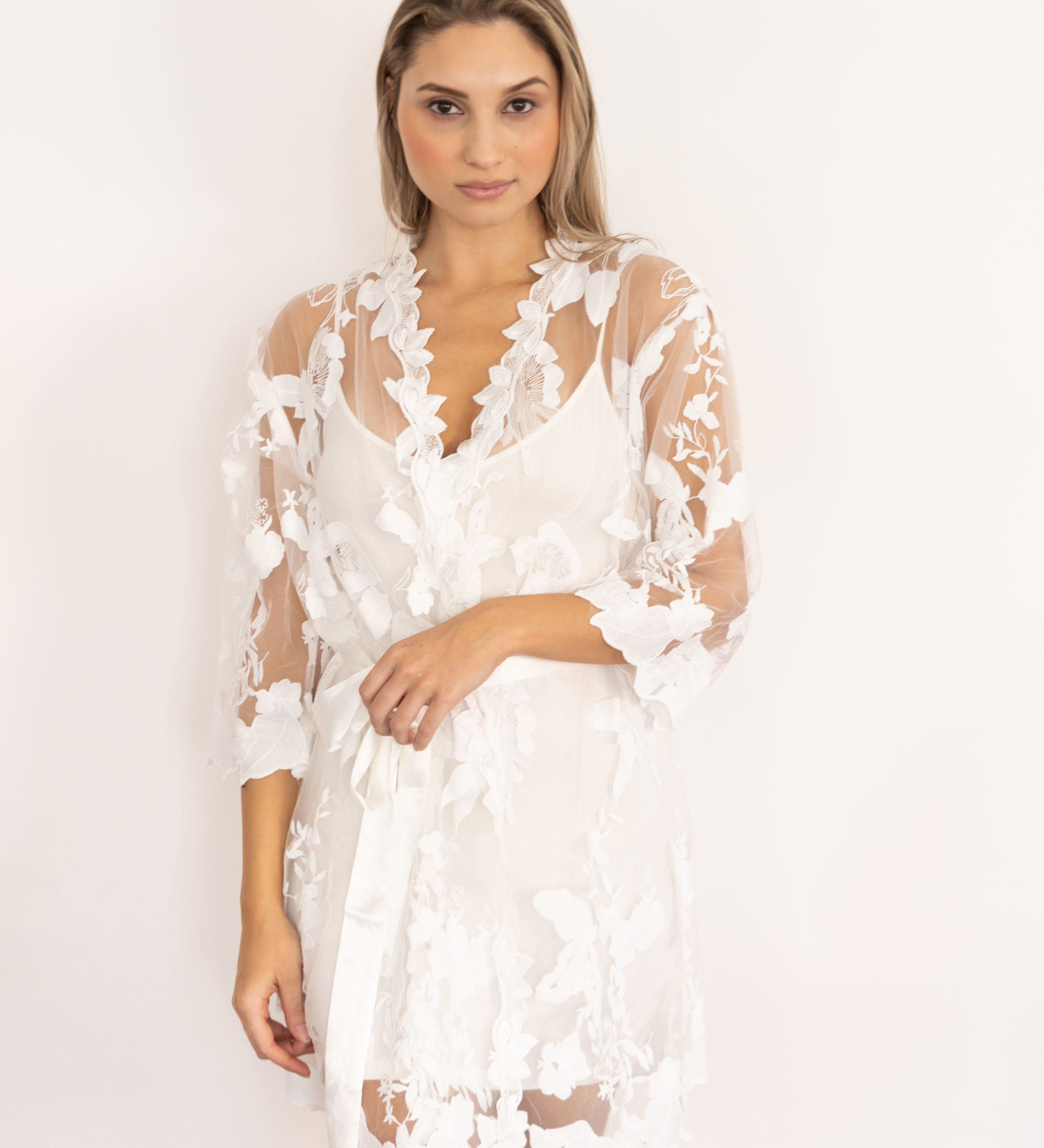 Floral Lace bridal robe - robe Lace Bridal Robe-Bach Bride