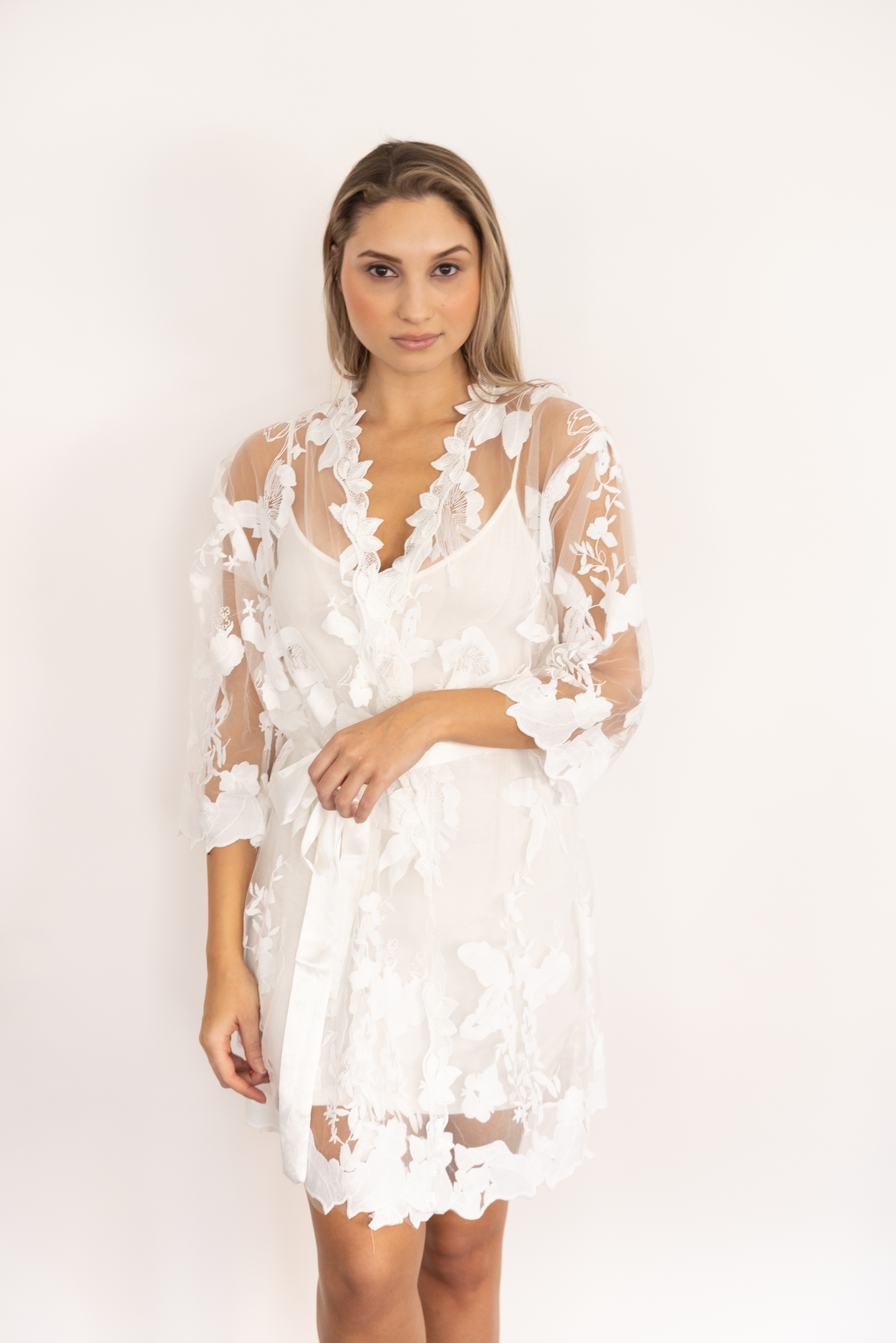 Floral Lace bridal robe - robe Lace Bridal Robe-Bach Bride