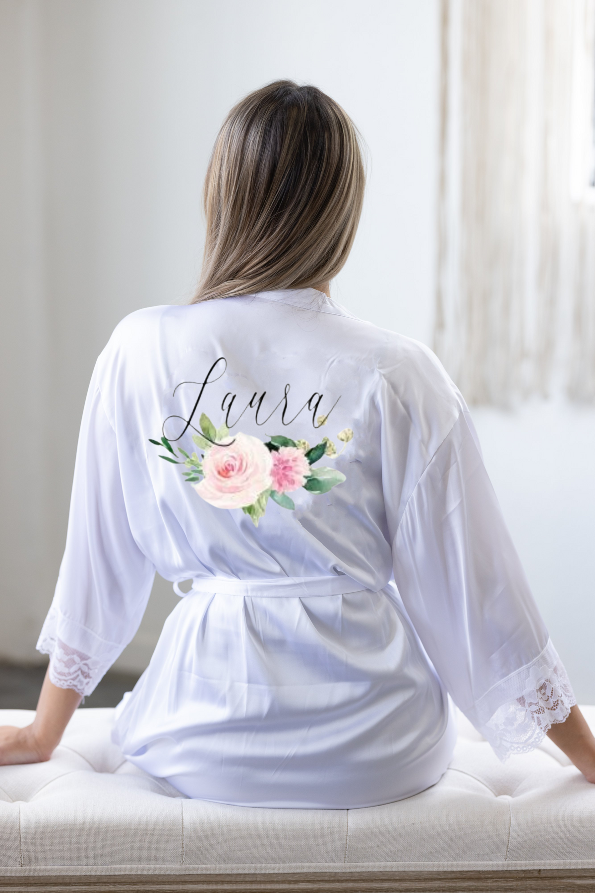 Personalized Floral Bridesmaid Robe - robe Bridal Robes |