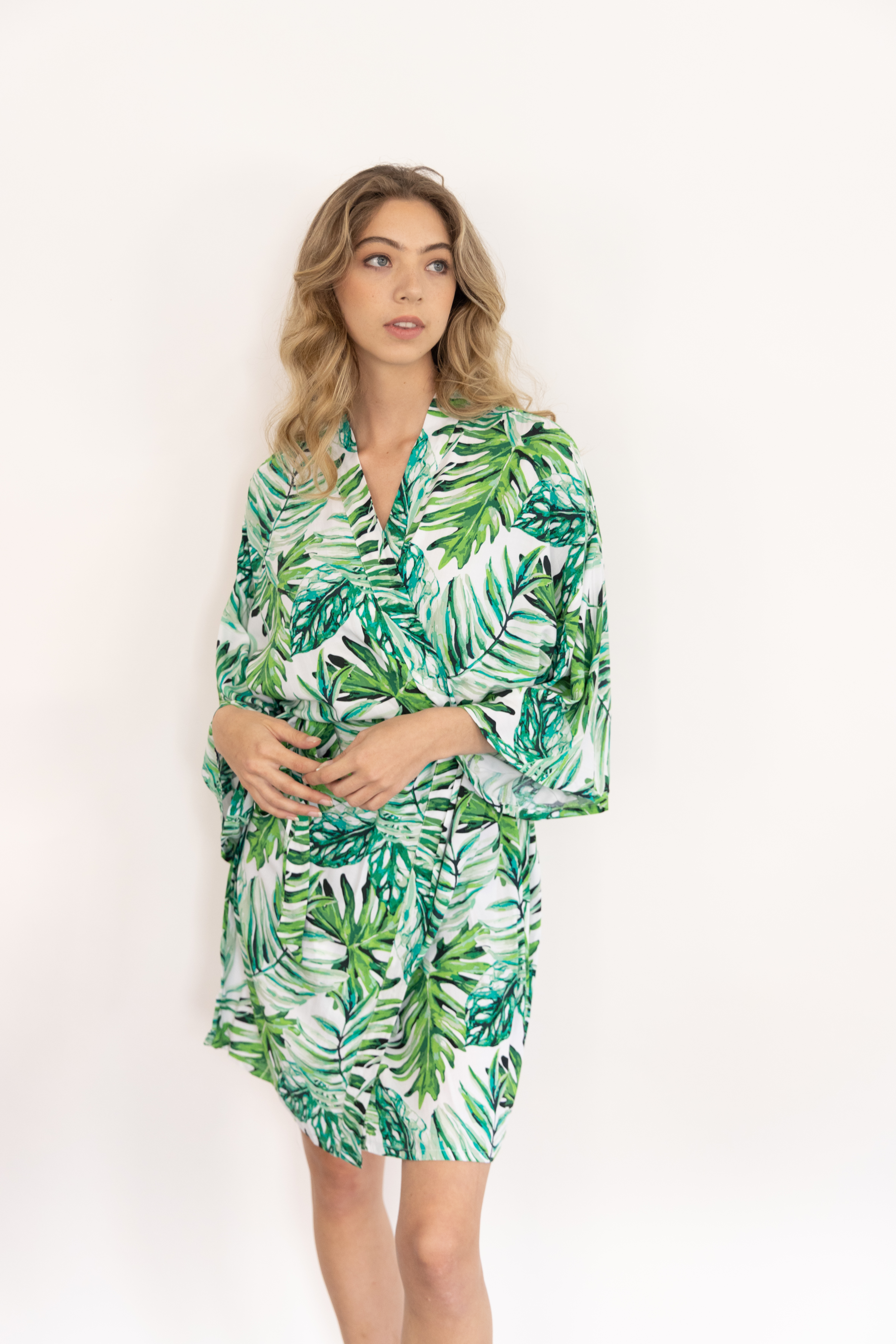 Palm Leaf Bridesmaid Robe - robe Palm Leaf Bridesmaid