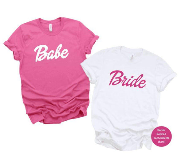 Barbie Bride and Babe Bachelorette Party T-shirts - Bridal Party Match –  SheltonShirts