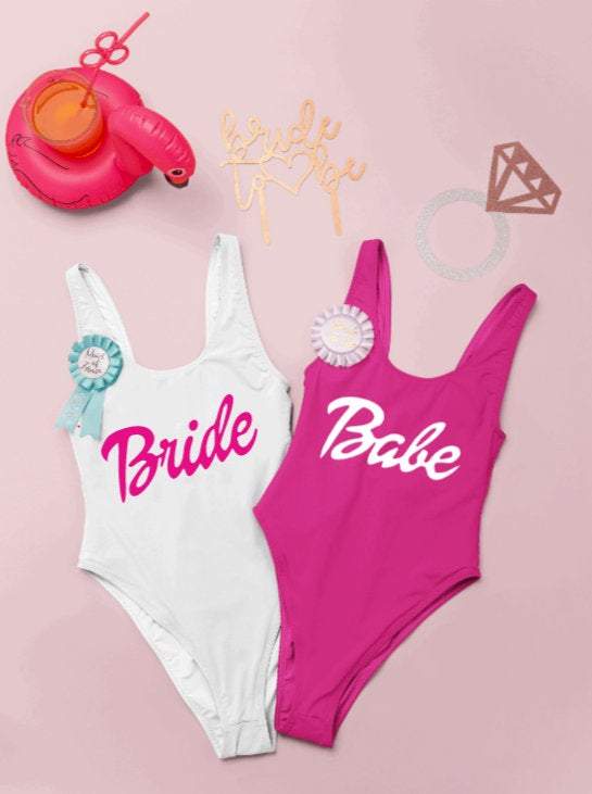 Barbie bride bachelorette party swimsuits