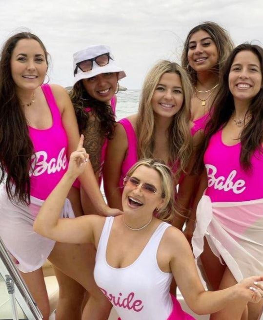 Barbie bride bachelorette party swimsuits