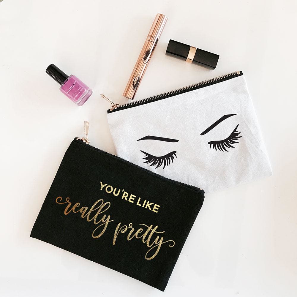 Black And White Themed Makeup Bags - makeup bag