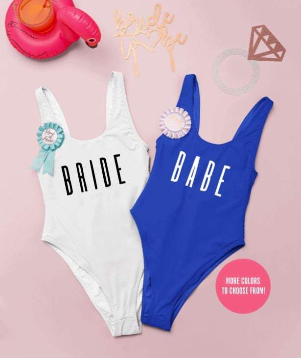 Blue babe bachelorette swimsuit