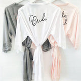 Personalized Bridesmaid Robe Satin Lace - robe Shop For