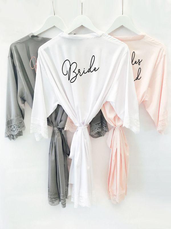Personalized Bride Robe Satin Lace - robe Shop For The Best