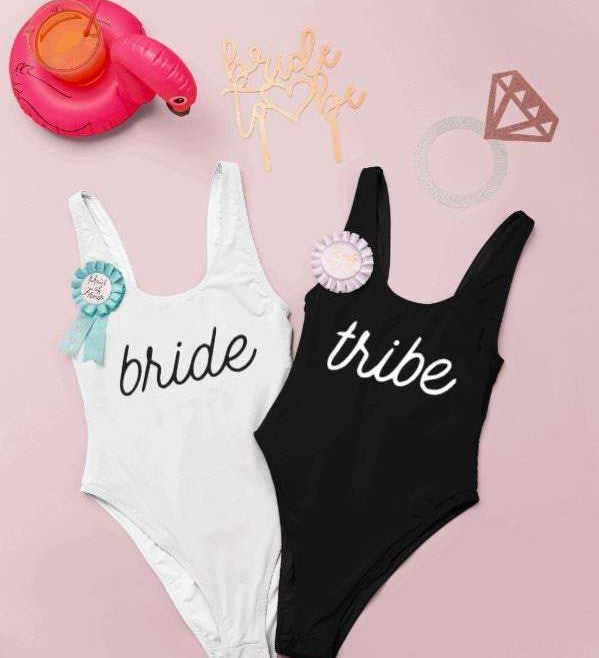 bride and tribe bachelorette swimsuit
