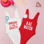 Bride on duty bachelorette party swimsuit
