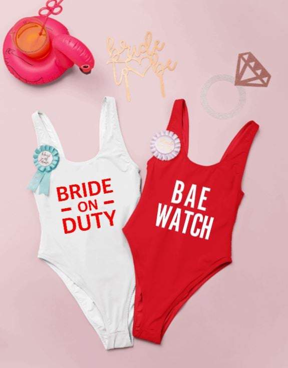 Bride on duty bachelorette party swimsuit