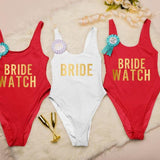 Bride Watch bachelorette party swimsuits