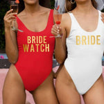 Bride Watch bachelorette party swimsuits