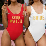 Bride Watch bachelorette party swimsuits