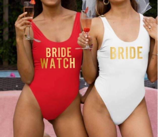 Bride Watch Bachelorette Party Swimsuits-Nautical Brides - 