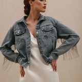 Bride Rhinestone Fringe Jacket