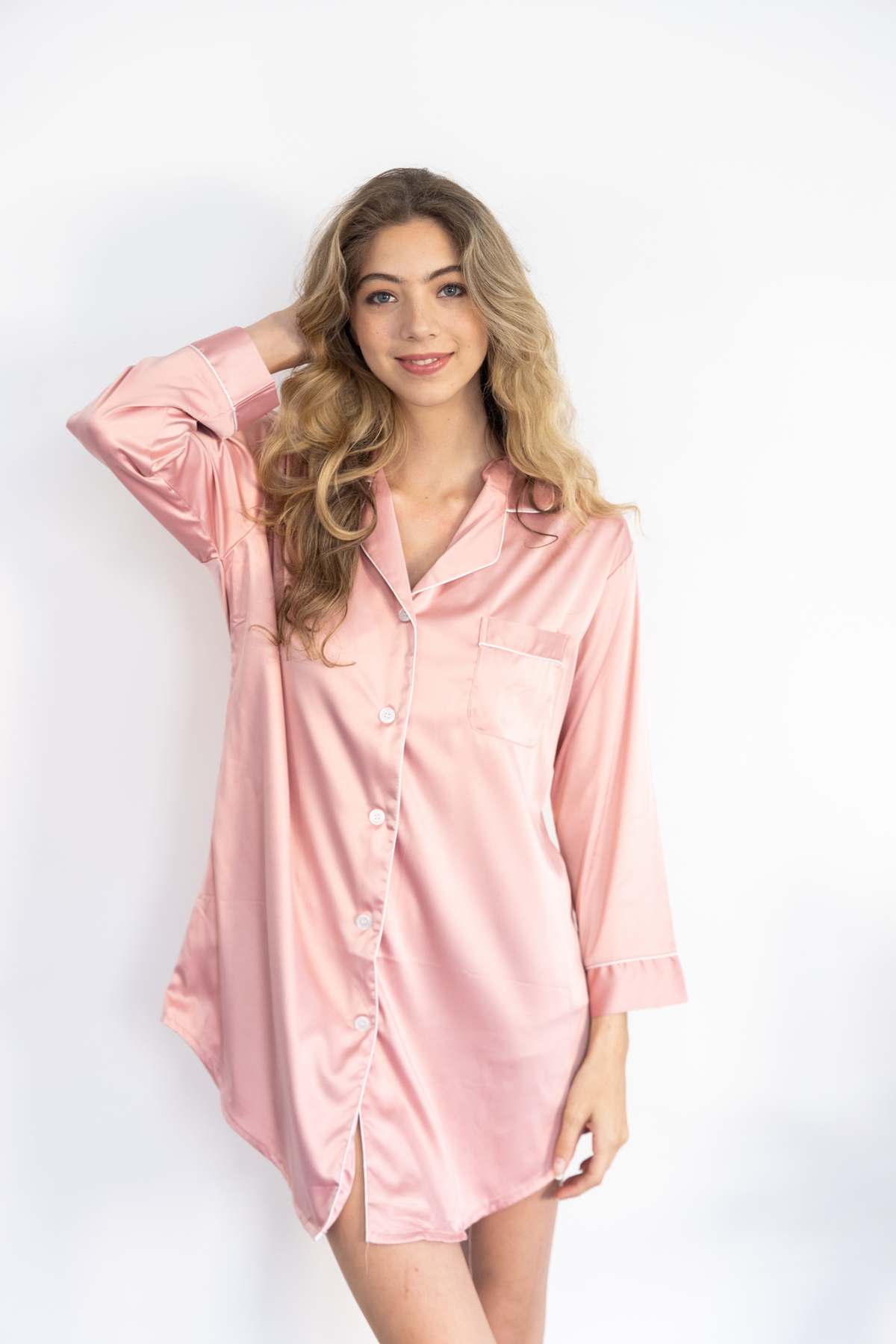 Pink Pajama Shirts for Women Sleep Shirts Monogram Pajamas for Bridesmaids  Monogram Button Down Shirts (EB3314M)