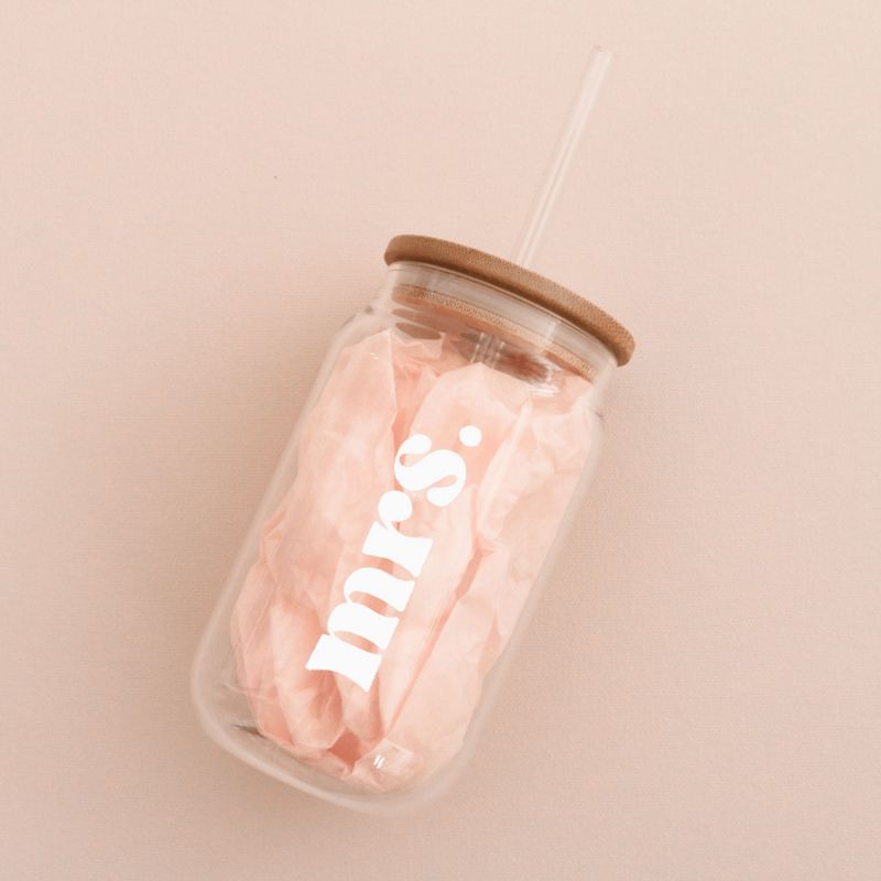 Personalized Iced Coffee Glass Tumbler with Lid & Straw