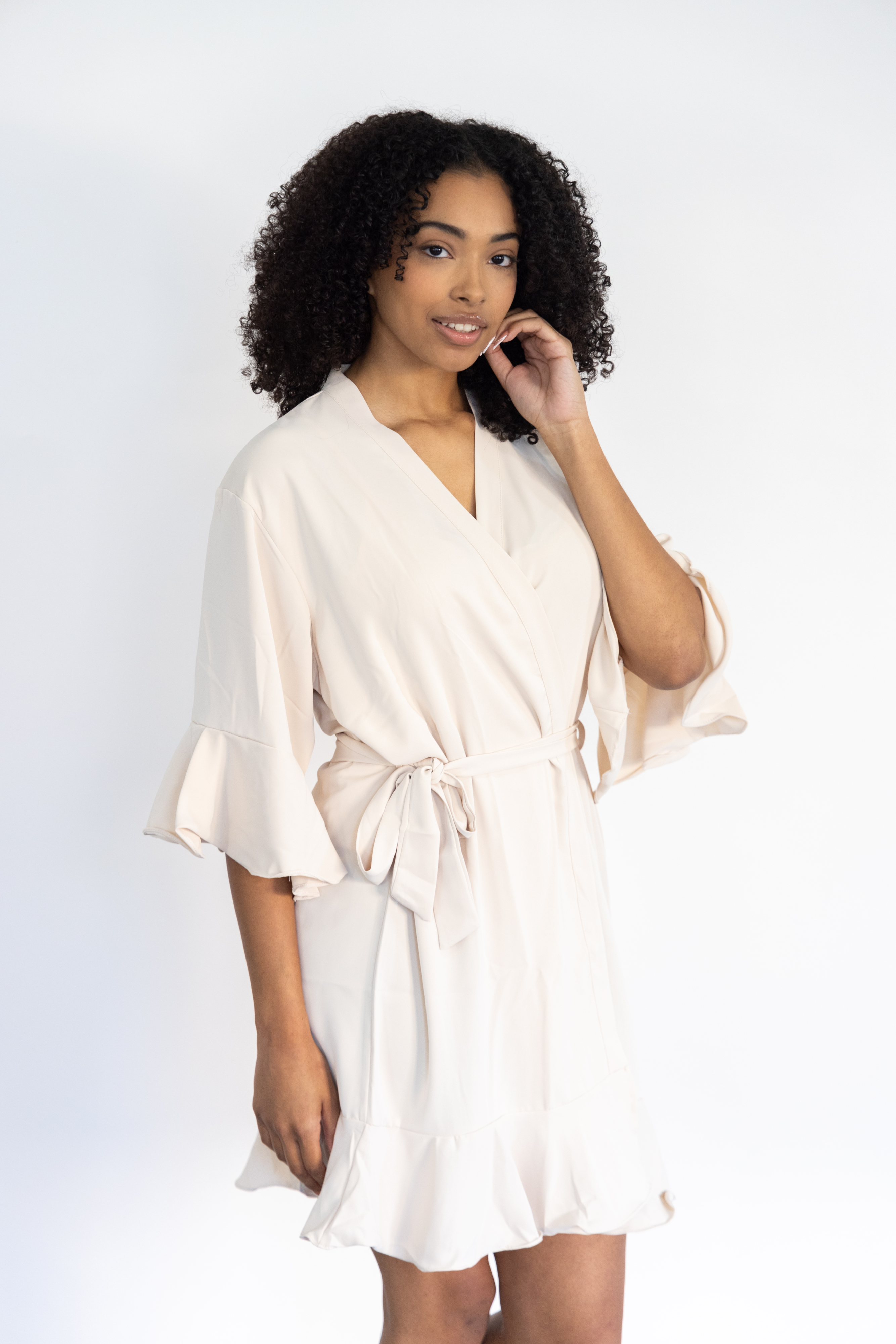 Ruffle Bridesmaid Robe Champagne - Ruffle Bridesmaid Robe